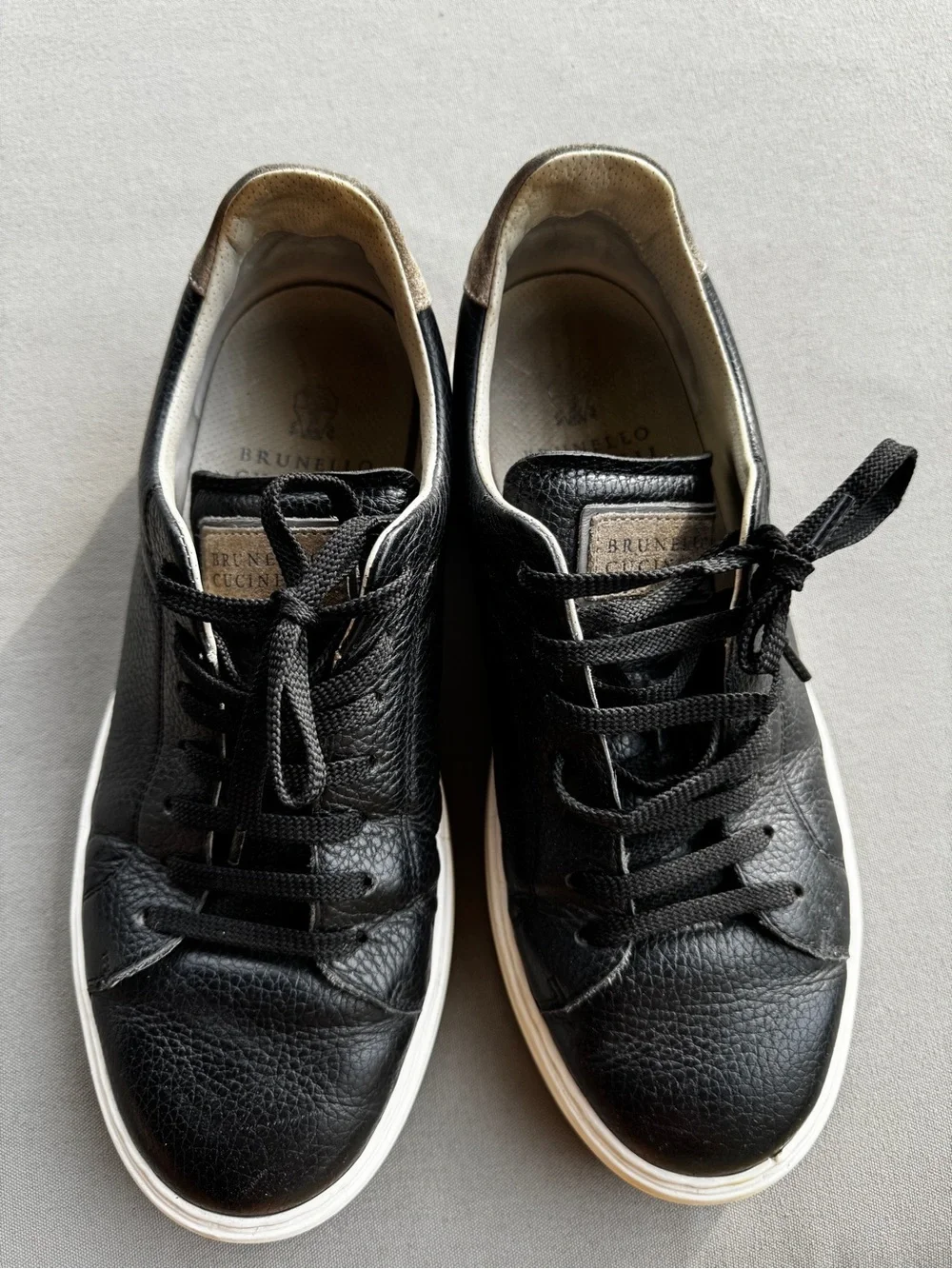Brunello Cucinelli Leather Sneakers Size 41 Black White Made in Italy